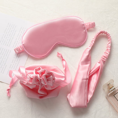 Three-piece Silk Eye Mask Headband Cloth Bag
