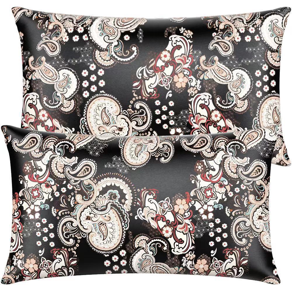 Home Textile Washed Satin Silk-like Printed Pillowcase