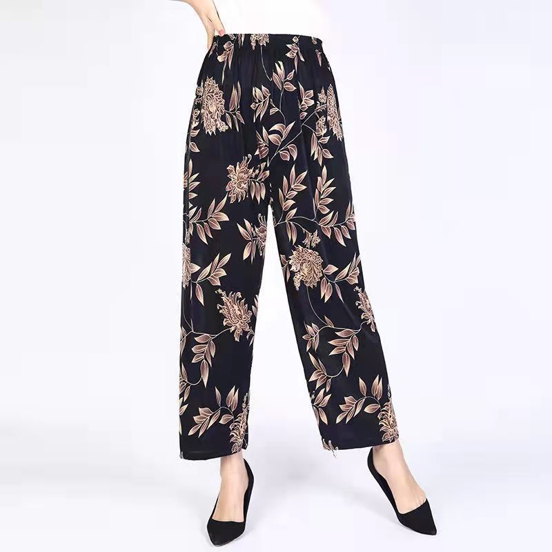 Women's Fashion Loose Casual Ice Silk Stretch Nine-quarter Pants