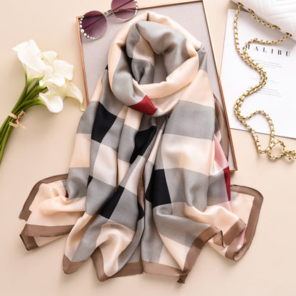 Fashionable Women's Simple Printed Thin Silk Scarf
