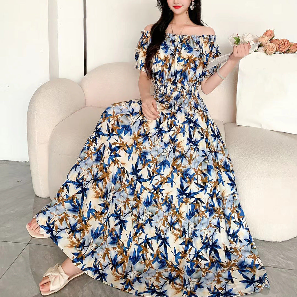 Off-neck Cotton Silk French Dress