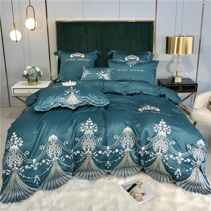 Light Luxury Embroidery Washed  Satin Ice Silk Four-piece Set