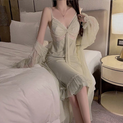 New Long Ice Silk Pajamas With Chest Pad