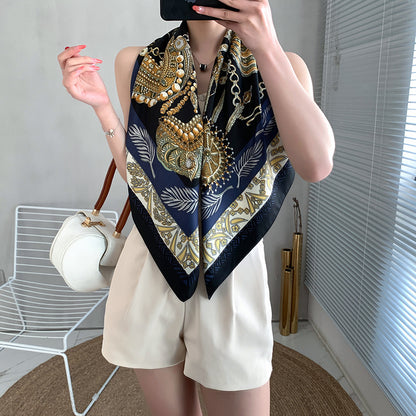 New 90cm Twill Silk Large Square Women's Shawl