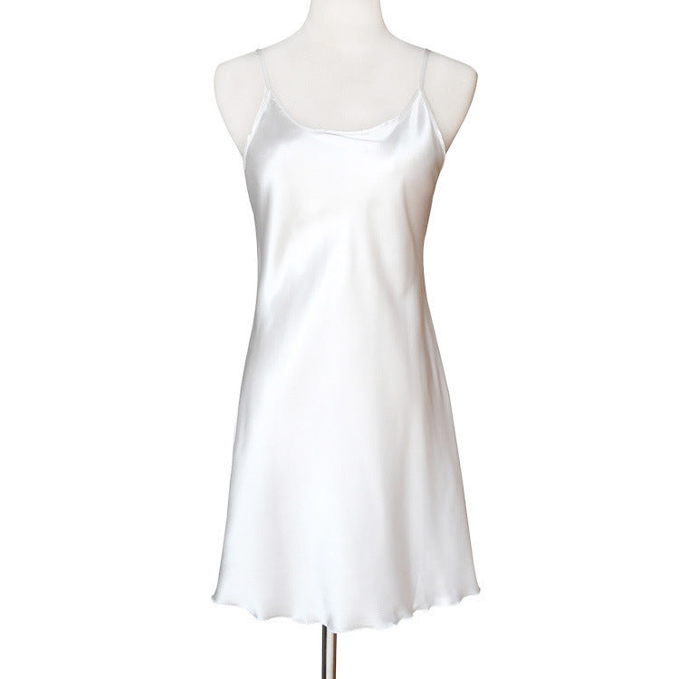 Sleeveless Plus Size Imitation Silk Suspender Skirt