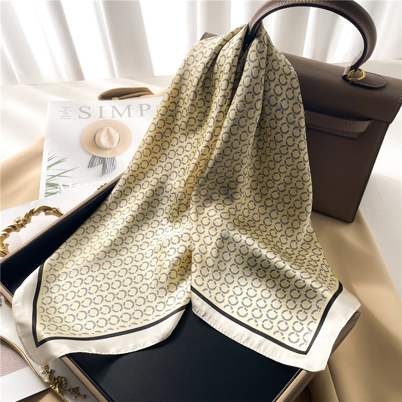 Silk Square Scarf Women's Neck Warmer Women's Hair Band