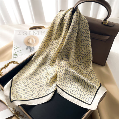 Silk Square Scarf Women's Neck Warmer Women's Hair Band