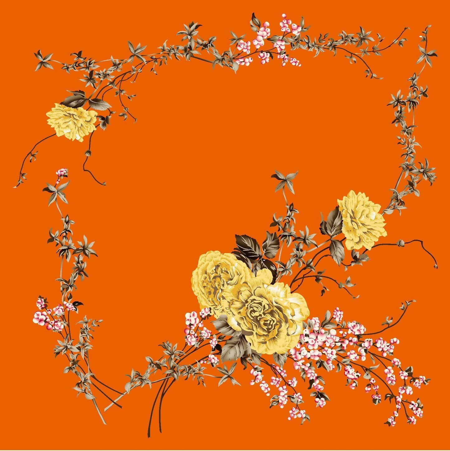 Ladies Floral Love Flower Silk Scarf