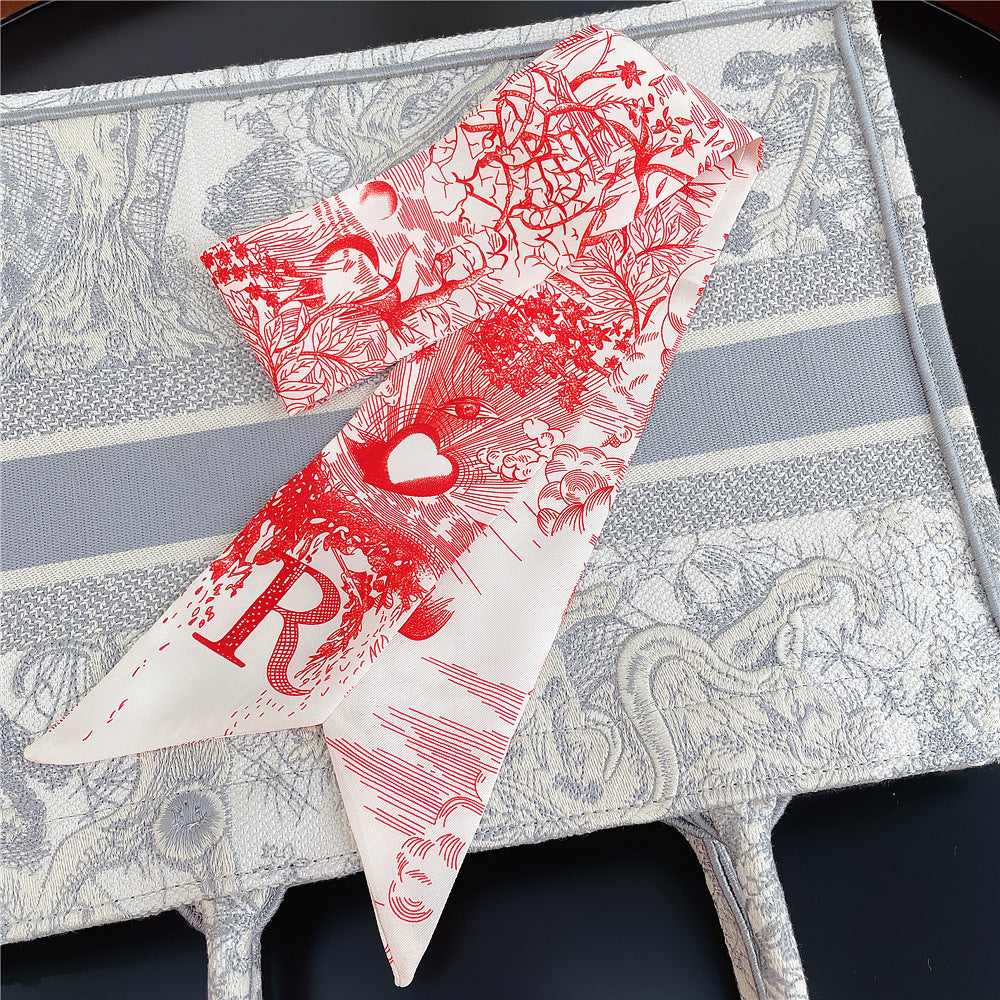 26 Letters Retro Ethnic Bag Silk Scarf