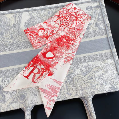 26 Letters Retro Ethnic Bag Silk Scarf