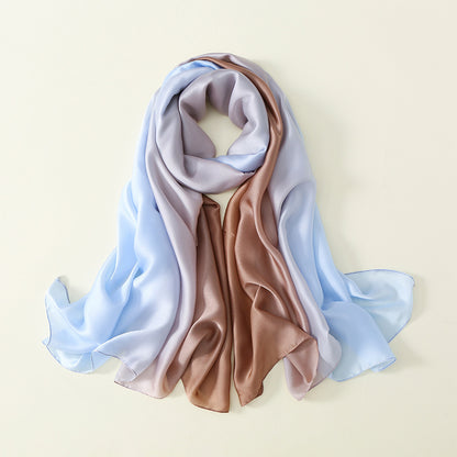 Gradient Silk Scarf Transition Color Lady