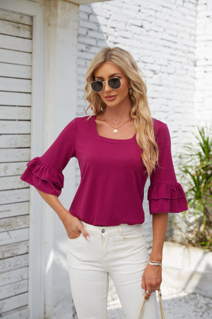 BelleEase Ruffle Square Tee