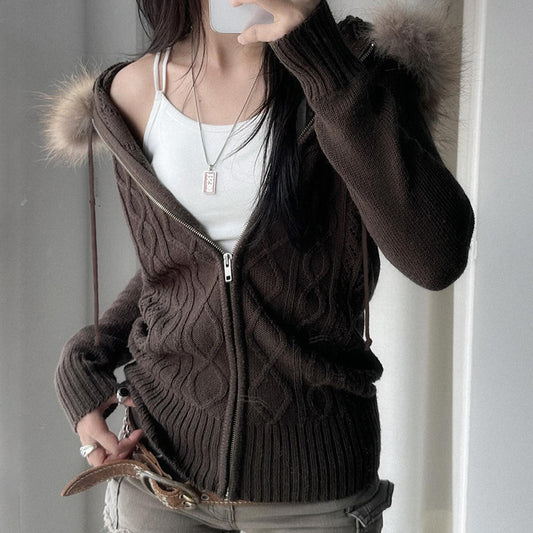 TwistEra Slim Zipper Cardigan