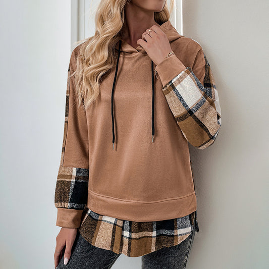 EuroChic Plaid Velvet Padded Hoodie