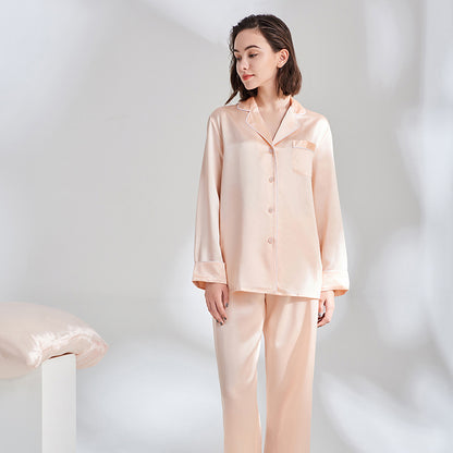 Ladies Long Sleeve  Silk Home Pajamas Set