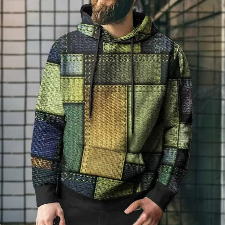 PlaidFusion Hooded Sweatshirt