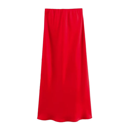 Women's Fashionable Silk Satin High Waist Skirt