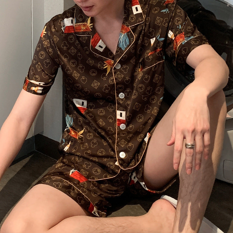 Summer Thin Short - Sleeved Imitation Silk Home Clothes