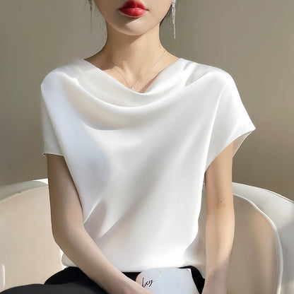 Women's Spring And Summer Silk Satin Short Sleeve