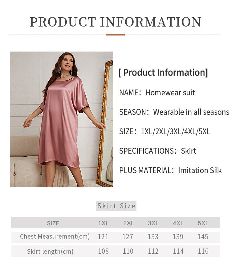 Round Neck Dress Sexy Nightdress Women's Ice Silk