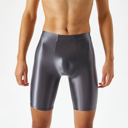 Large Men's Shiny Ice Silk Shorts Shiny Silk Pants