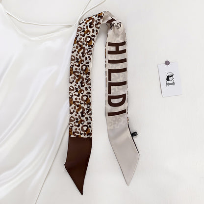 Double-sided Small Streamer Women Long Silk Scarf