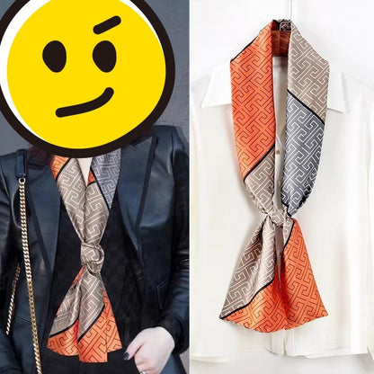 Ink Painting Boxer Small Silk Scarf Fashion Decoration