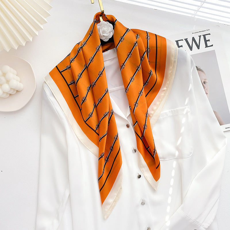Simple  Wild Fashion Color Matching Color Simulation Silk Square Scarf