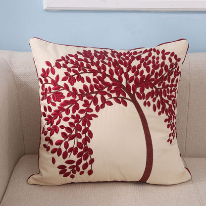 Flat Embroidery Silk Embroidered Cotton Canvas Pillow Pachira Macrocarpa Sofa