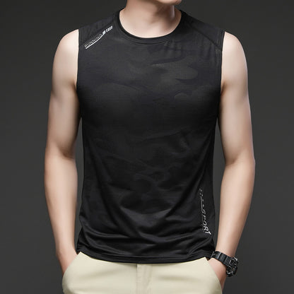Fashion Personality Ice Silk Sleeveless T-shirt Men