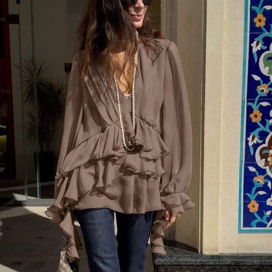 Veloura V-Neck Chiffon Blouse