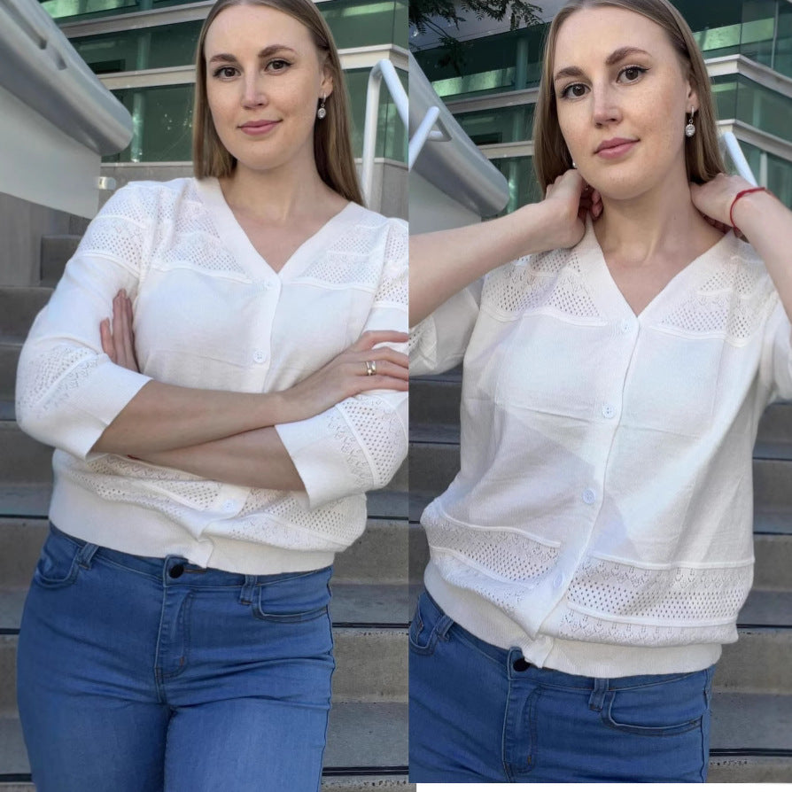 AirÉlan Hollow-Knit Cape Cardigan