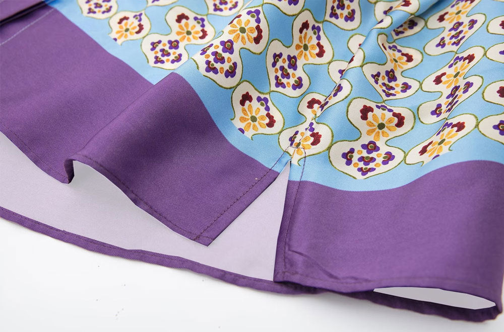 Geometric-print Silk-satin Shirt Set