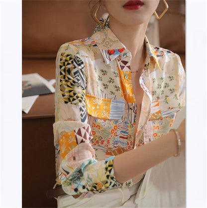Women's All-match Casual Mulberry Silk Long-sleeved Shirt
