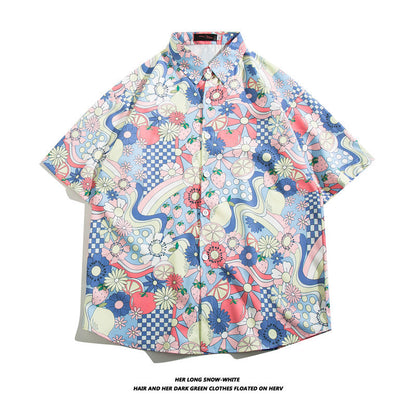 Fashionable Hawaiian Ice Silk Inch Shirt Man
