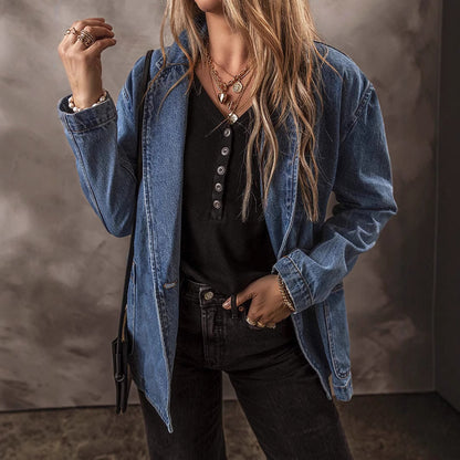 DenimChic Suit Collar Jacket