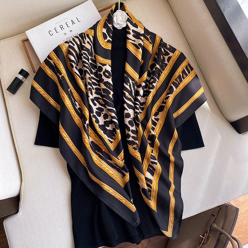 Women's Silk Scarf Leopard Print All Match Decoration