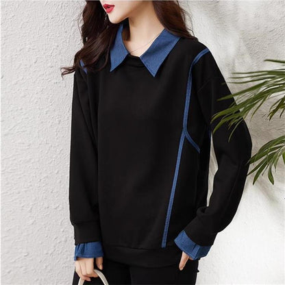 DenimBlend Patchwork Sweater