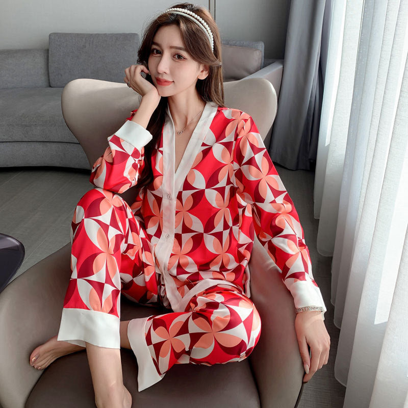Spring And Summer New Ice Silk Pajamas
