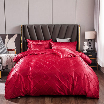 Three Pieces Of Home Ice Silk Satin Satin Cloth Checkered