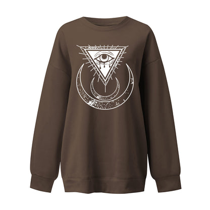Moon's Third Eye Down Shoulder Fleece Sweater