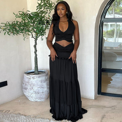 Soléna Lace Halter & Pleat Set