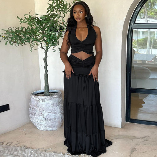 Soléna Lace Halter & Pleat Set