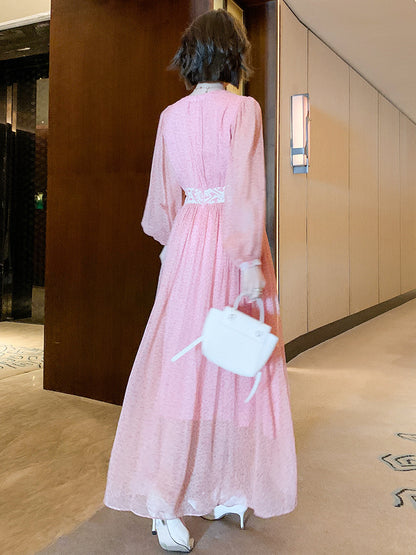 Long Ankle-length Floral Silk Printed Dress