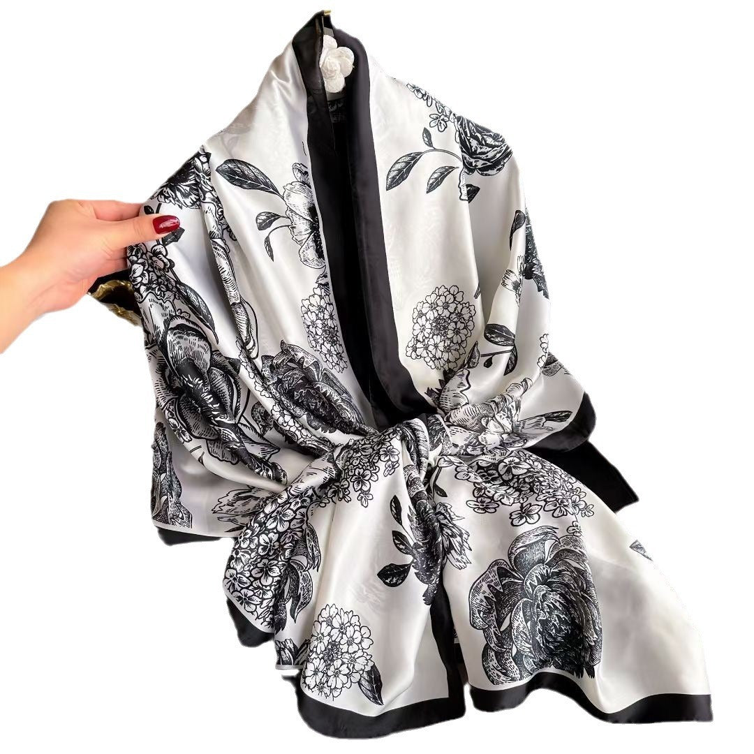 Spring And Summer New Silk Satin Sunscreen Scarf