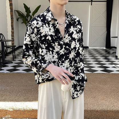 Comfort Ice Silk Trendy Holiday Floral Shirt Men's