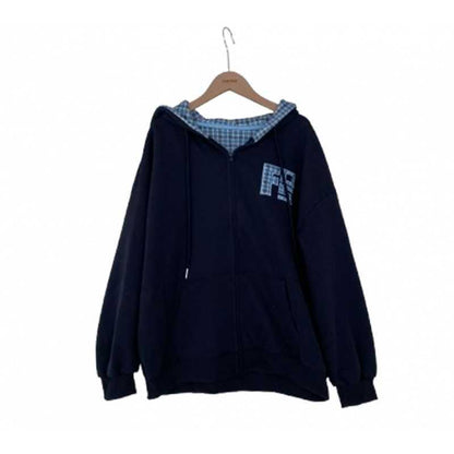 RetroStitch Plaid Zip Sweater