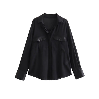 Women's Fashionable All-match Silk Satin Crepe Shirt