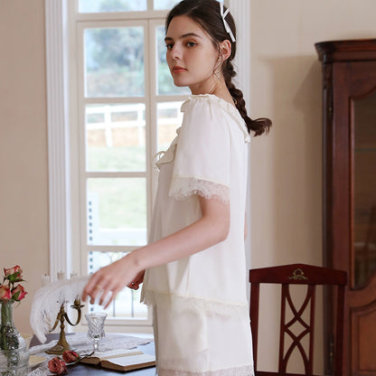 French Court Style Summer Silk Suit Pajamas