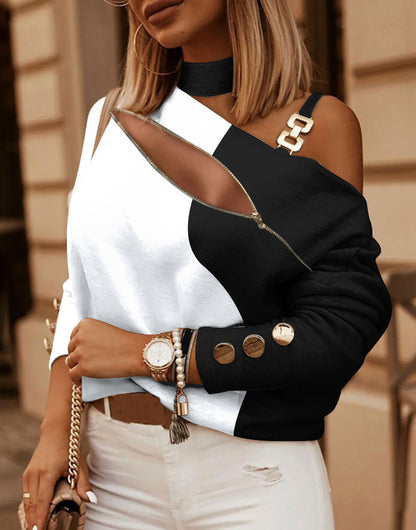 Chroma Link Printed Chain-Neck Top